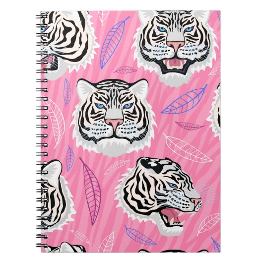 White Tiger Roar: Dschungel-Regenwaldmuster Notizblock (Vorderseite)