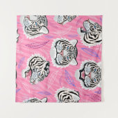 White Tiger Roar: Dschungel-Regenwaldmuster Wandteppich (Vorderseite (Horizontal))