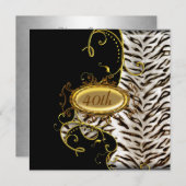 White Tiger skin Birthday party Einladung (Vorne/Hinten)