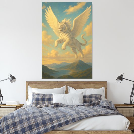 White Tiger • Sky Ascension | ManJiangHong Fine Ar Leinwanddruck (Insitu (Schlafzimmer))