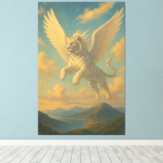 White Tiger • Sky Ascension | ManJiangHong Fine Ar Leinwanddruck (Insitu (Holzboden))