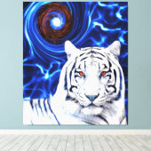 White Tiger Spirit Animal Vortex Stretch Leinwand (Insitu (Holzboden))