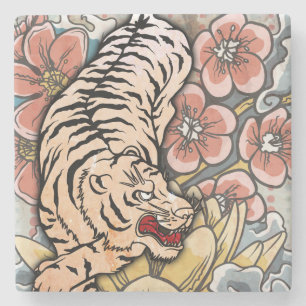 White Tiger Steinuntersetzer