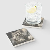 White Tiger Steinuntersetzer (Seitenansicht)