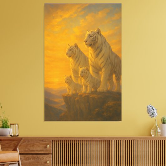 White Tiger • Sunlit Peak Ancestral Lineage | ManJ Leinwanddruck (Insitu (Wohnzimmer))