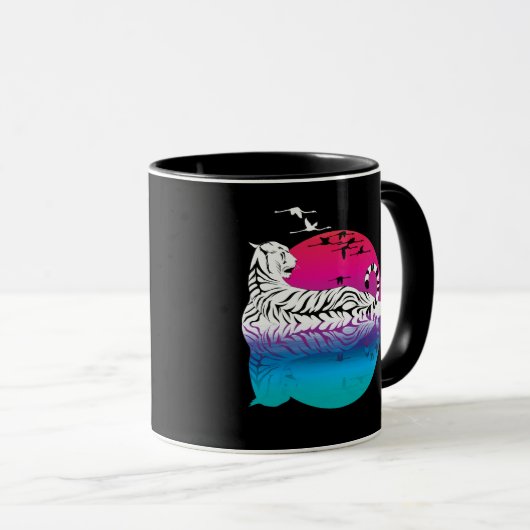 White Tiger Sunset Tasse (VorderseiteRechts)