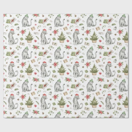 White Tiger und Snow Leopard Weihnachtswrapping Geschenkpapier (Flach)