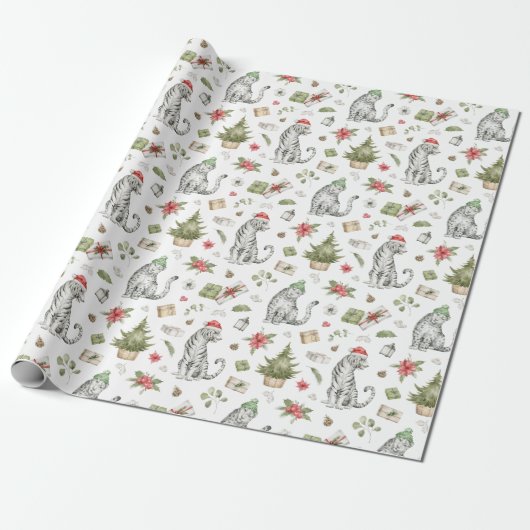 White Tiger und Snow Leopard Weihnachtswrapping Geschenkpapier (Ungerollt)