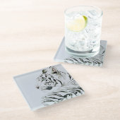 White Tiger Watercolor Glasuntersetzer (Schrägansicht)