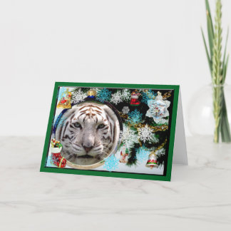 White Tiger Weihnachtsgrüßkarte Feiertagskarte