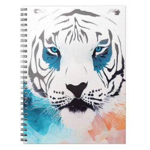 White Tiger Wild Nature Tierfarben Malerei Notizblock