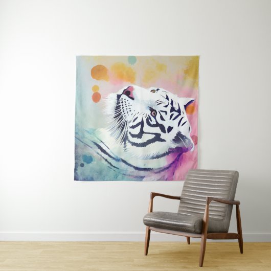 White Tiger Wild Nature Tierfarben Malerei Wandteppich (Beispiel (Horizontal))