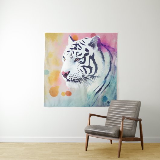White Tiger Wild Nature Tierfarben Malerei Wandteppich (Beispiel)