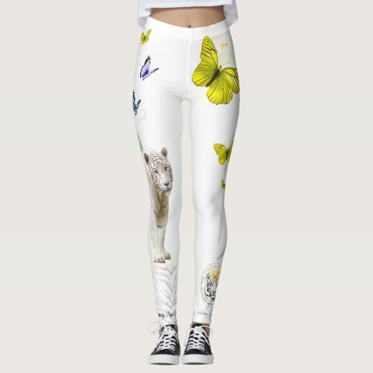  White Tiger Yellow Butterfly Gold Stardus Leggings (Vorderseite)