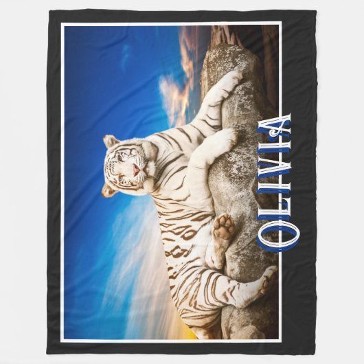 White Tigers Fleece Blanket (Vorderseite)