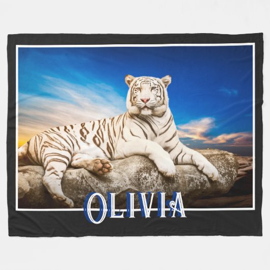 White Tigers Fleece Blanket (Vorderseite (Horizontal))