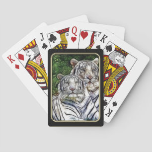 White Tigers Fractal Art Playing Cards Spielkarten