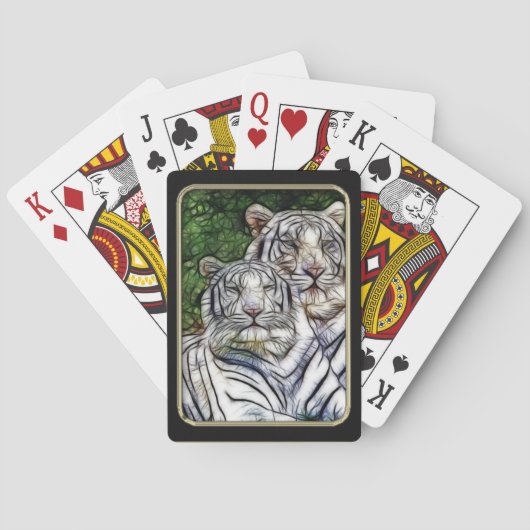 White Tigers Fractal Art Playing Cards Spielkarten (Rückseite)