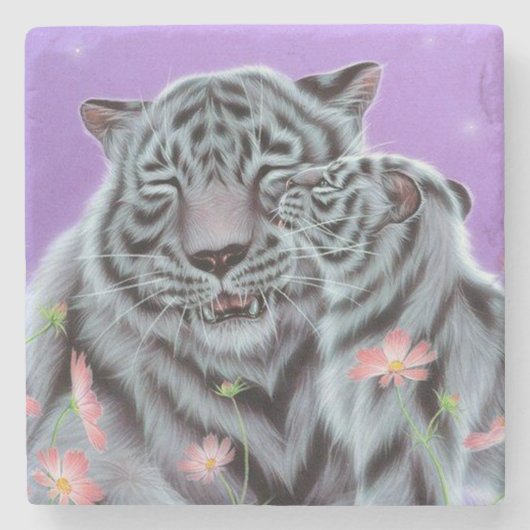 White Tigers Steinuntersetzer (Vorderseite)