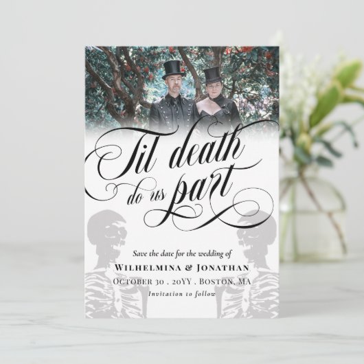 White Til Death Do us Part Foto Save the Date (Stehend Vorderseite)