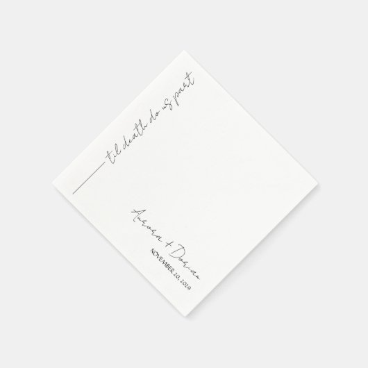 White Til Death Minimal Wedding Napkin Serviette (Ecke)