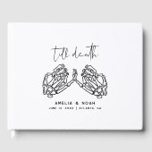 White Till Death Skeleton Hands Wedding Guest Book Gästebuch (Vorderseite)