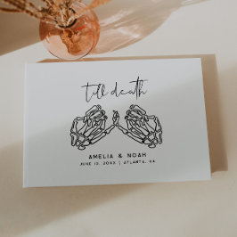 White Till Death Skeleton Hands Wedding Guest Book Gästebuch