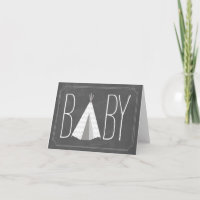 White Tipi Baby Card - Chalk