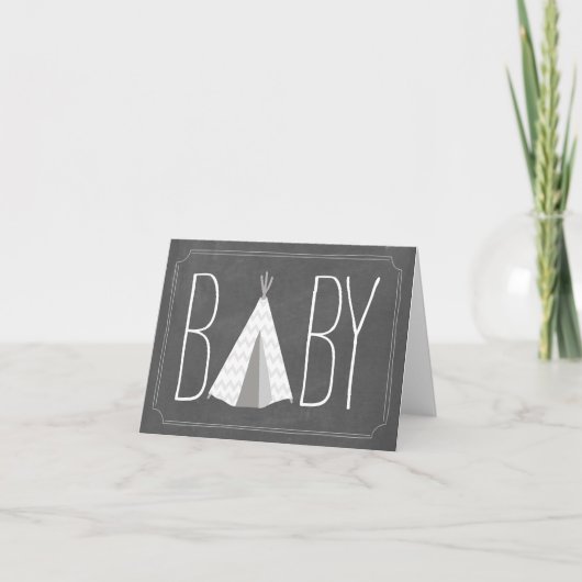 White Tipi Baby Card - Chalk Dankeskarte (Vorderseite)