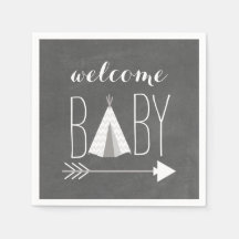 White Tipi Baby Dusche Papier Napkin