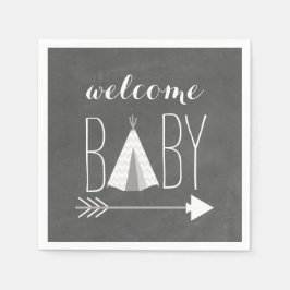 White Tipi Baby Dusche Papier Napkin Serviette