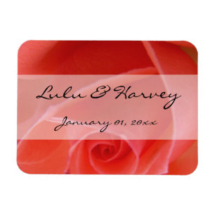 White Tipped Pink Rose Personal Wedding Magnet