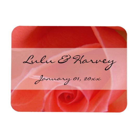 White Tipped Pink Rose Personal Wedding Magnet (Horizontal)