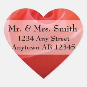 White Tipped Pink Rose Wedding Address Label Herz-Aufkleber