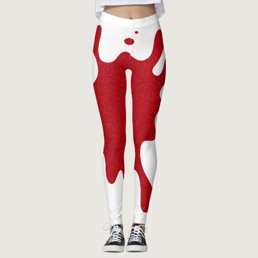 White & Tomato Red Splash Leggings – Customizable (Vorderseite)