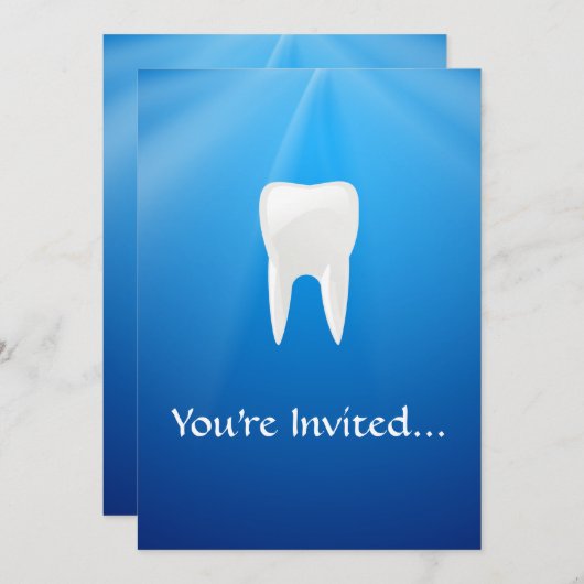 White Tooth auf blauem Hintergrund Einladung (Vorne/Hinten)