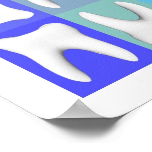 White Tooth Blue Square Muster Dentist Poster (Ecke)