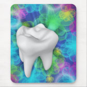White Tooth Blumen Design Dentist Mousepad (Vorne)