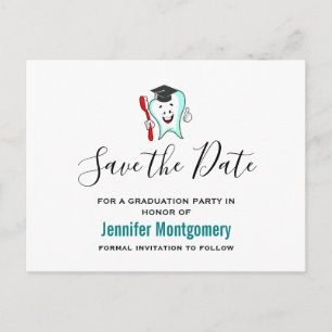 White Tooth mit Graduierstift Save the Date Einladungspostkarte