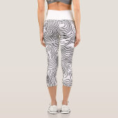 White Topographic Line Art 🌍 Capri Leggings (Rückseite)