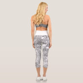 White Topographic Line Art 🌍 Capri Leggings (Rückseite)