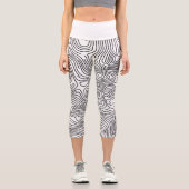 White Topographic Line Art 🌍 Capri Leggings (Vorderseite)