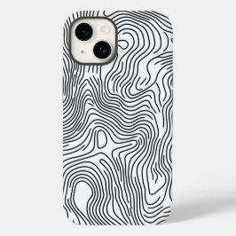 White Topographic Line Art 🌍 Case-Mate iPhone 14 Hülle