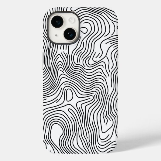 White Topographic Line Art 🌍 Case-Mate iPhone Hülle (Rückseite)