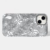 White Topographic Line Art 🌍 Case-Mate iPhone Hülle (Rückseite (Horizontal))