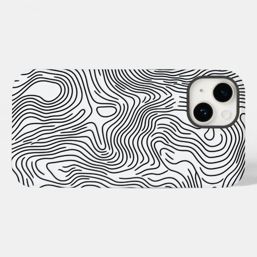 White Topographic Line Art 🌍 Case-Mate iPhone Hülle (Rückseite (Horizontal))