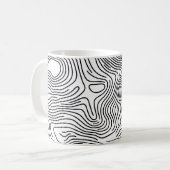 White Topographic Line Art 🌍 Kaffeetasse (Vorderseite Links)