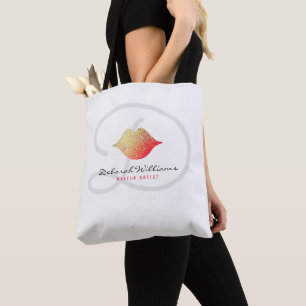 White Tote Bag mit ihrem Namen & Frauenlippen Tasche