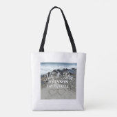 White Tote Tasche - Zwei Herzen im Sand (Rückseite)