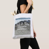 White Tote Tasche - Zwei Herzen im Sand (Von Nahem)